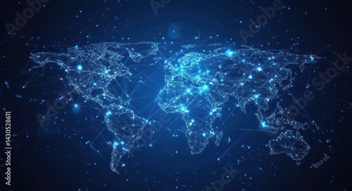 Abstract News. Black and Blue World Map as Business Communication Concept