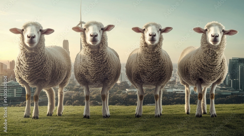 Naklejka premium Sheep in City