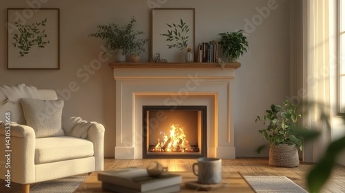 Cozy living room with fireplace
