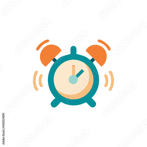  Alarm clock icon in flat colorful style