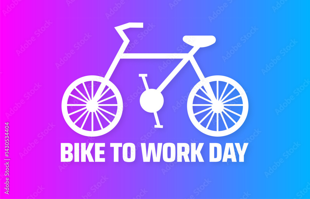 Fototapeta premium Bike to Work Day background banner or poster design template. observed every year in May. Holiday concept. Use to any Template, card, poster, placard, template.