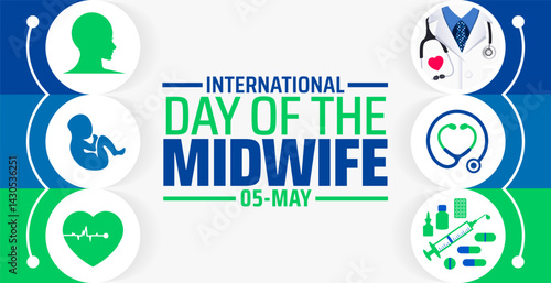 International Day Of The Midwife background banner or poster design template. observed every year in May. Holiday concept. Use to any Template, card, poster, placard, template.