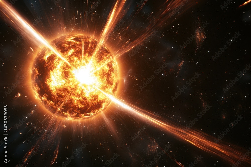 Obraz premium Bright explosion of a star seen from a cosmic perspective in deep space