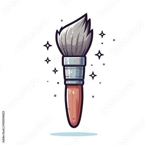 Artistic paintbrush with silver ferrule and natural bristles. Ideal for art class promotions and creative workshop advertisements.
