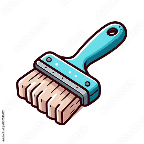 Vector painting brush in blue and beige tones. Perfect for DIY, renovation, and home improvement design projects.