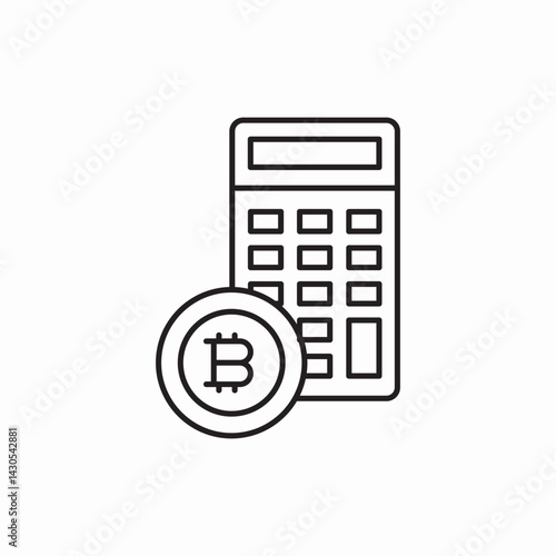 Bitcoin calculator finance tool icon vector sign