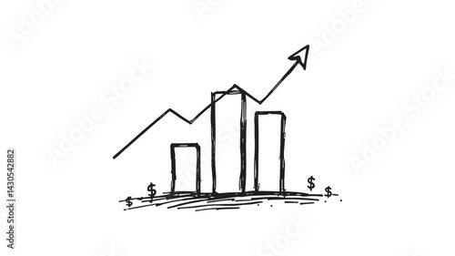 Financial Investment line art illustration minimal design for investors