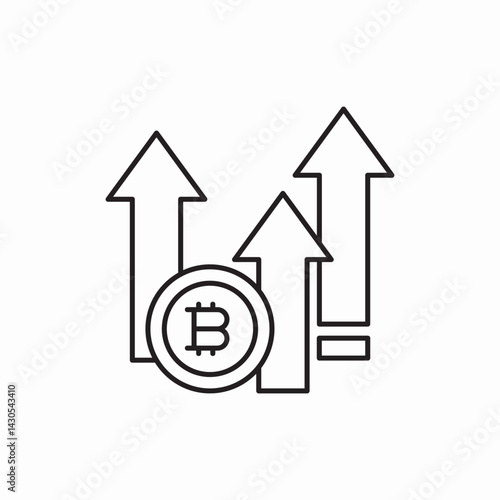 Cryptocurrency bitcoin market growth icon vector sign