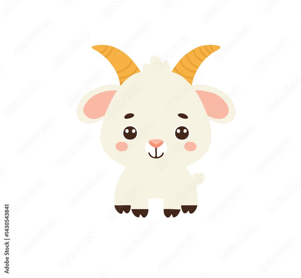 cute Goat with Horns and Happy Expression cute Goat with Horns and Happy Expression