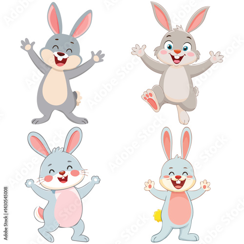 ute Bunnies Holding Carrots on Pink Background".