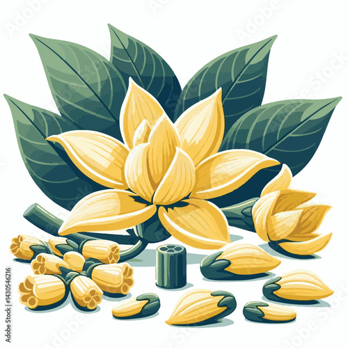 plant, blossom, nature, flora, bloom, aromatherapy, flower, natural, aroma, yellow, leaf, tropical, beauty, cananga, perfume, green, isolated, botanical, background, spa, essential, fragrance, organic