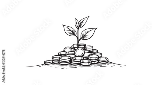 Growth Opportunity line art sketch highlighting personal growth and achievement