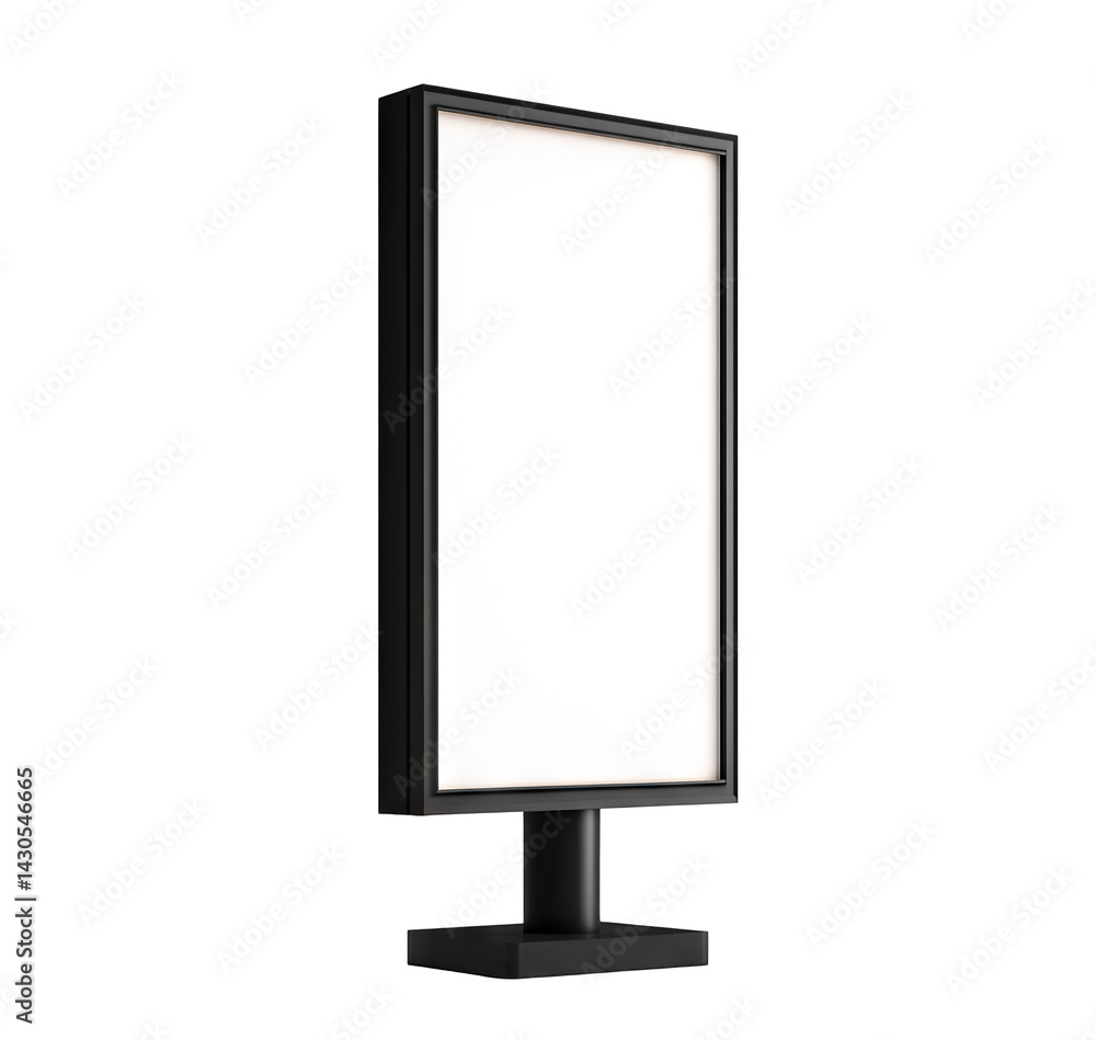 Vertical black street billboard with blank display, isolated on transparent cutout background Vertical black street billboard with blank display, isolated on transparent cutout background