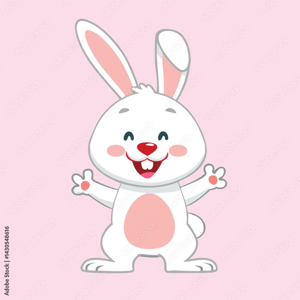 Cute Rabbit with Backpack on Pink Background Cute Rabbit with Backpack on Pink Background