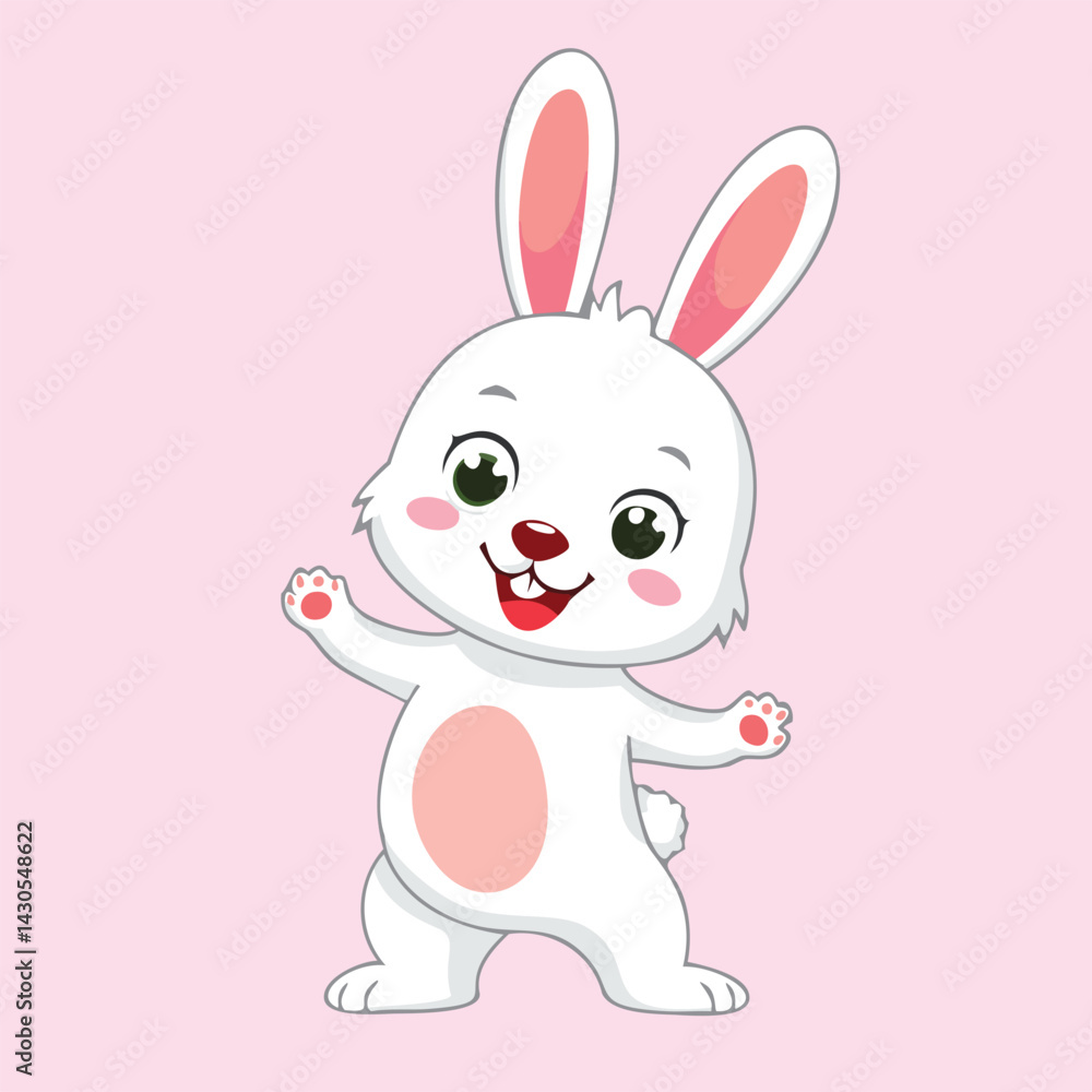 Fototapeta premium Cute Rabbit with Backpack on Pink Background