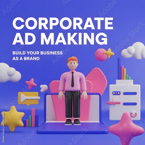  3D Modern Colorful Poster Corporate Ad Making