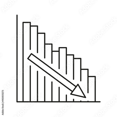 Free Download Declining Bar Chart With Downward Arrow Icon. Economic Downturn, Financial Loss, And Market Decline Outline Symbol. Business Analysis And Risk Assessment. Editable Stroke. Isolated Vector Illustration - GFXLoad