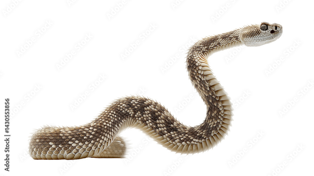 Fototapeta premium Fierce tiger rattlesnake displays striking pattern while rapidly moving its blurred tail in a natural habitat setting