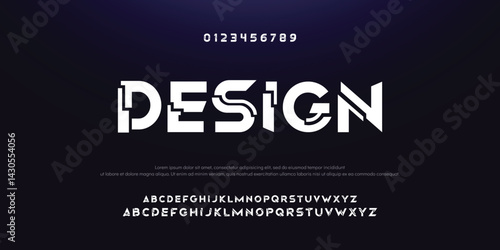 Design Modern abstract digital alphabet font. Minimal technology typography, Creative urban sport fashion futuristic font and with numbers. vector illustration.