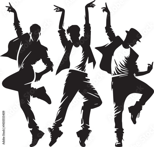 black dancers in different man and woman set silhouette vector, man and woman logo vector illustration