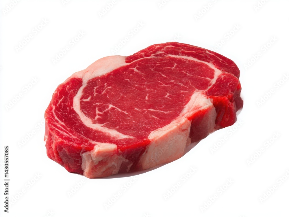 Fresh raw ribeye steak close up isolated on white background Fresh raw ribeye steak close up isolated on white background