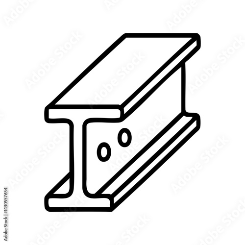 Minimal vector icon of a steel I-beam with bolt holes, commonly used in structural engineering and construction framework projects.