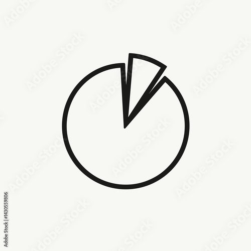 Simple Pie Chart with Slice Removed for Financial Data, Business Reports, Market Share Graphics, Presentation Slides, Statistics Illustrations