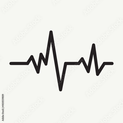Heartbeat Graph in Black and White for Medical Reports, ECG Visuals, Cardiology Illustrations, Heart Disease Awareness, and Healthcare Industry Materials
