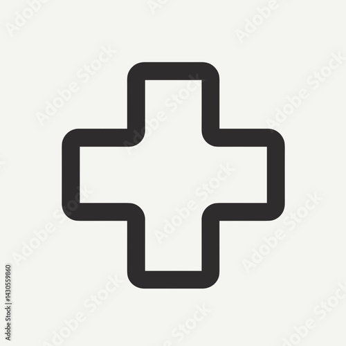 Black Cross Icon for Healthcare Mobile Apps, Medical Presentations, First Aid Guides, Clinic Websites, and Pharmaceutical Advertisements - the concept of health