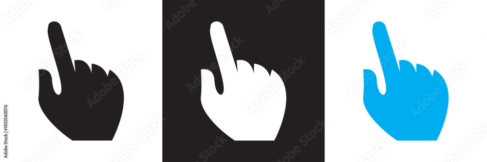 Obraz premium Hand gesture icon. Vector for websites, mobile interfaces, presentations, banner, visual branding etc. Vector illustration. isolated on white and black background. EPS 10