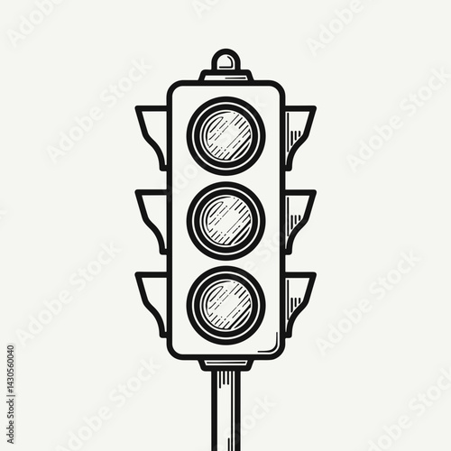 Doodle Traffic Light Sign for Road Safety Education, Driver Manuals, Traffic Regulations Infographics, Highway Code Material, City Planning Websites