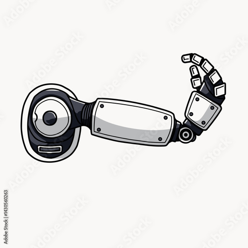 Robotic Arm Grabbing in Minimalist Style for Tech Blogs, Sci-Fi Websites, Technology Illustrations, Engineering Designs, Artificial Intelligence Awareness