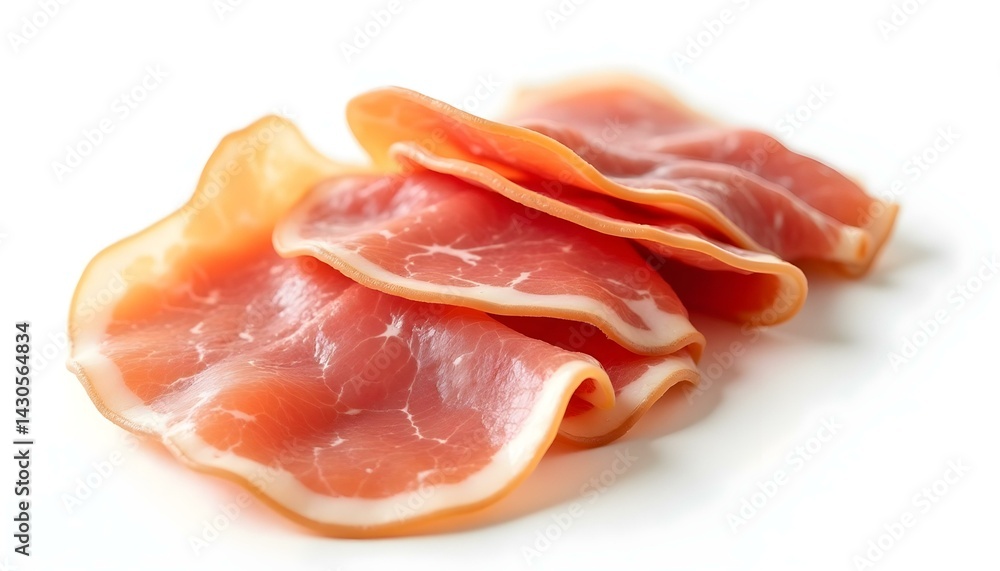 sliced prosciutto on a white background sliced prosciutto on a white background