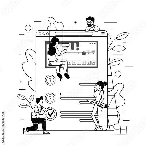 Obraz na płótnie Client Survey Concept in Line Art Style w salonie