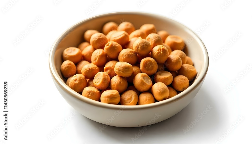 Dry cat food in a bowl, isolated on white background Dry cat food in a bowl, isolated on white background