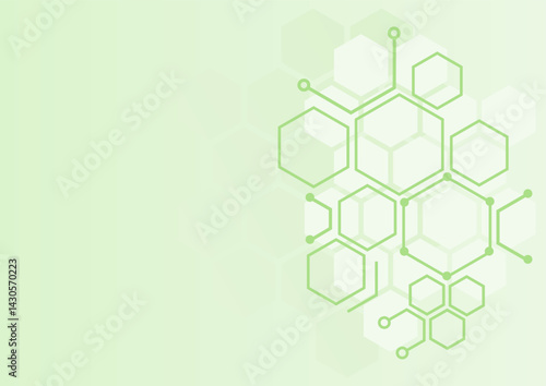 a green background with hexagons and lines