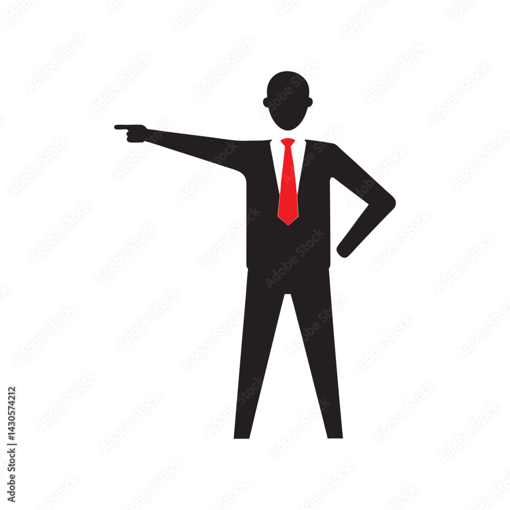 Leader Pointing Forward Silhouette Icon Leader Pointing Forward Silhouette Icon
