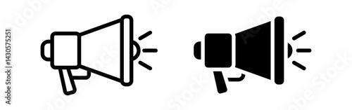 Vector isolated Speaker icon set in black outline and fill