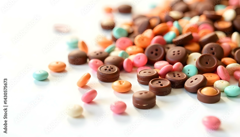 colorful chocolate buttons on a white background colorful chocolate buttons on a white background