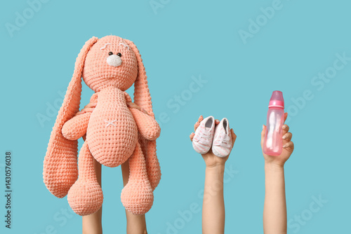 Female hands with knitted t...