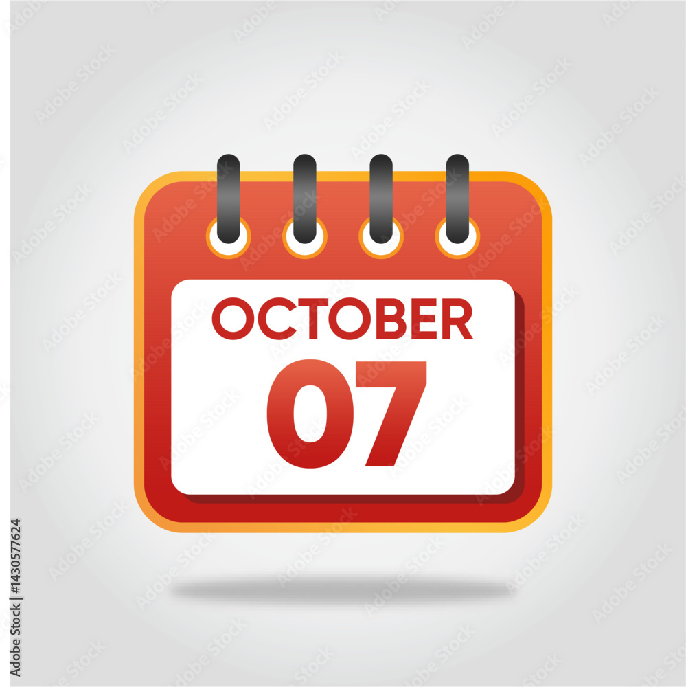 October 7 Calendar Illustration October 7 Calendar Illustration