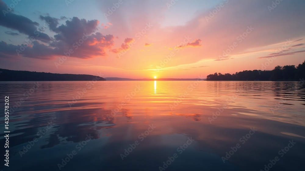 Fototapeta premium Tranquil Waters Mirror the Sunrise