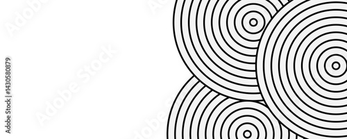 Abstract glowing geometric lines on dark blue background. Modern shiny blue circle lines pattern. Futuristic technology concept. Suit for cover, poster, banner, brochure, header, website. eps 10