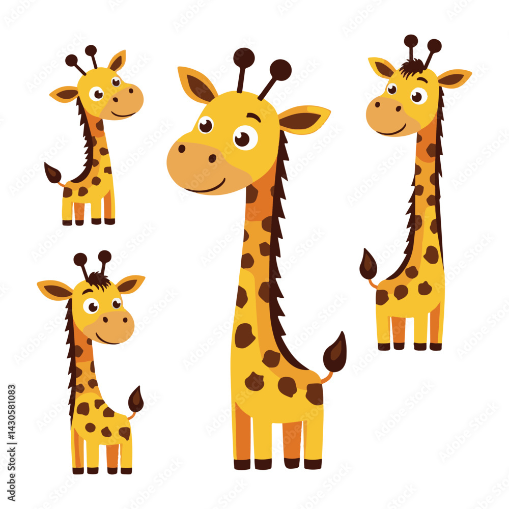 Fototapeta premium cute giraffe vector design pack collection