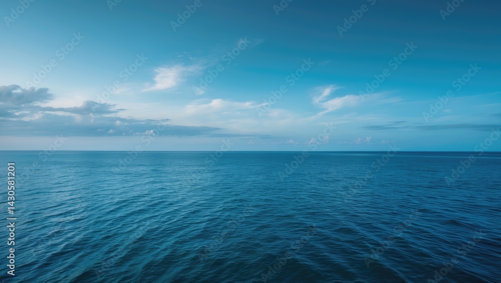 Fototapeta premium Summer ocean scene with clear sky and blue water backdrop