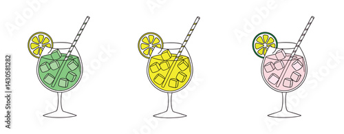 Alcohol drink, margarita cocktail, Champagne vector