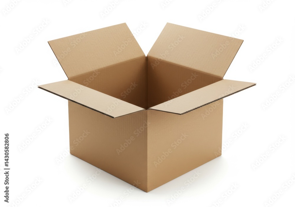 Open corrugated box isolated on white background Open corrugated box isolated on white background