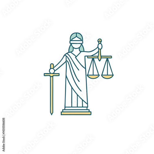 Themis goddess sculpture image vector. Illustration of a Themis goddess isolated on white background