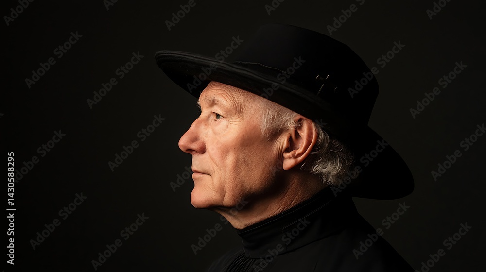 Man in Profile, Studio Portrait Man in Profile, Studio Portrait