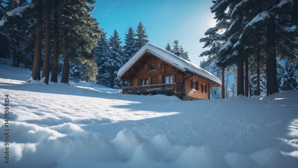 Snow-covered mountain cabin in the European Alps Snow-covered mountain cabin in the European Alps